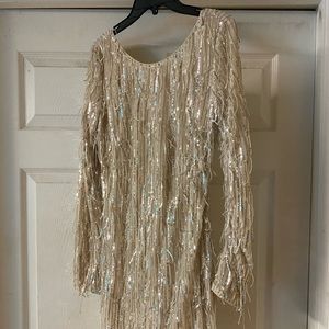 Long sleeve rhinestone fringe dress! Never worn!